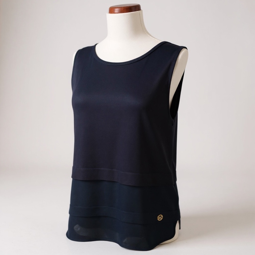 Michael Kors Gold Logo Black Top Size Medium Classic Luxury Urban Chic
